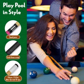 Iszy Billiards 2 Piece Hardwood Maple Pool Cue Billiard Stick with Steel Joint, Pink, 21 oz/58"