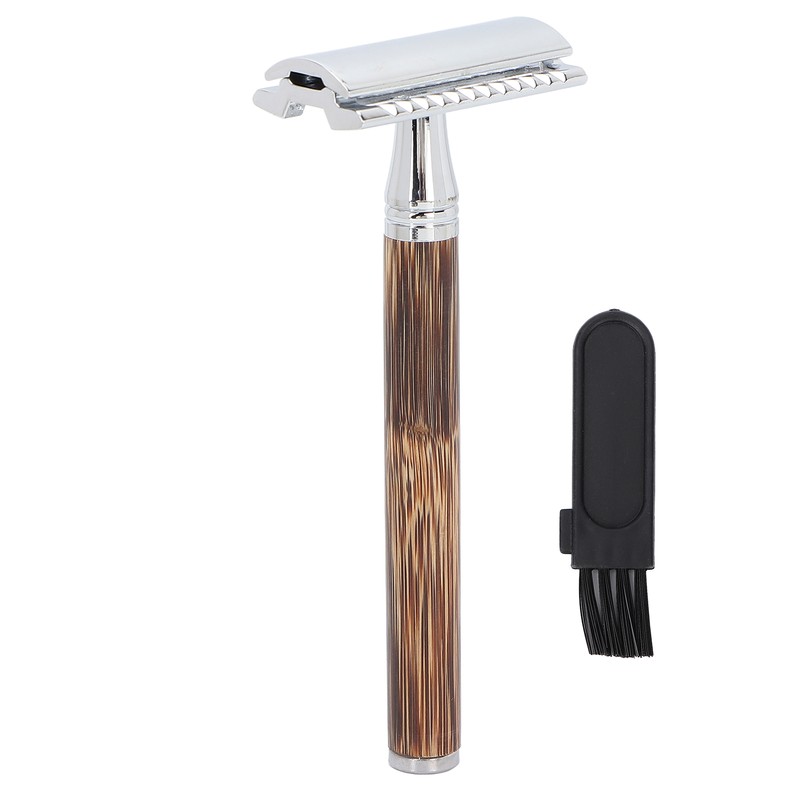 Double Edge Safety Razor Men Travel Portable Zinc Alloy Bamboo