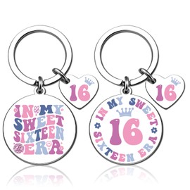 UIWIHHP Sweet 16 Gifts for Girls Sweet 16th Birthday Gifts for Girls Happy Birthday Keychain for Teen Girl Daughter Sister Women Friends 16 Party Decorations for Girl