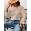 CUPSHE Women's Pullover Crew Neck Long Puff Sleeves Overcut Shoulders