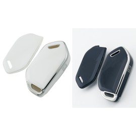 RUNZUIE 2Pcs TPU Smart Key Fob for 2023 2024 Kia Telluride Key Fob Cover 5 Buttons (Black/White)