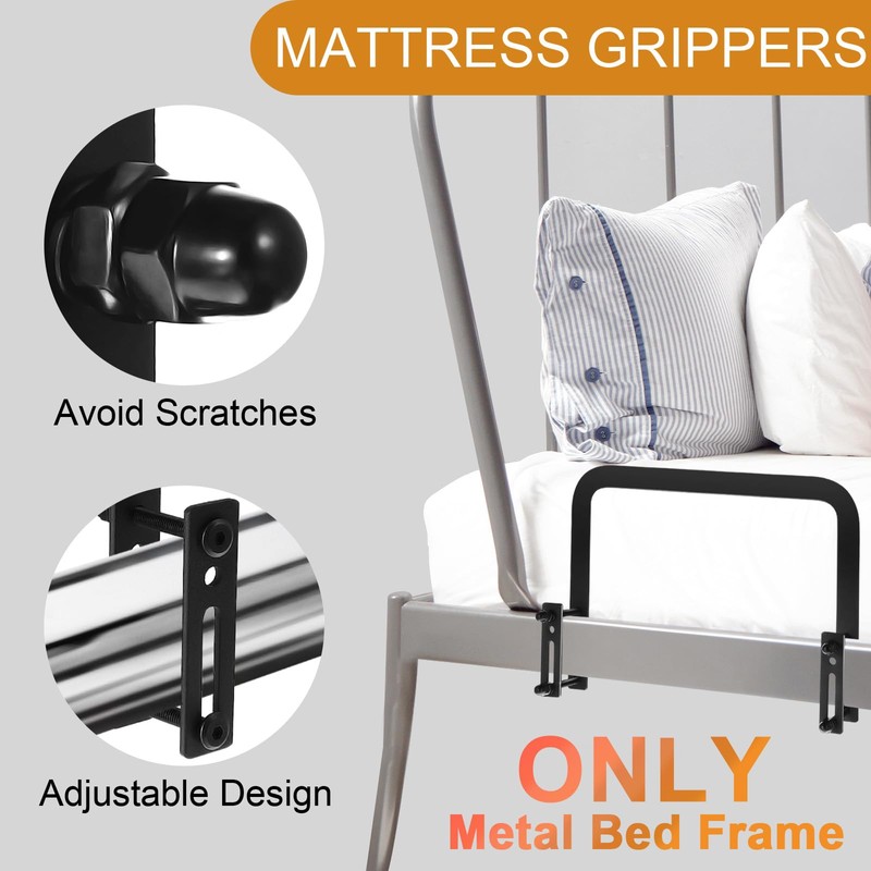 SlideStopper Gripper - Non Slip Mattress Holder for Metal Bed