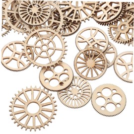 BIUDECO 100pcs Wooden Gear Cutouts Mini Wall Ornaments for DIY Crafts Lightweight Industrial Home Decor for Bedroom Living and Shop Window Decorations