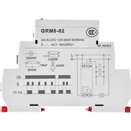 GRM8 Electronic Latching Relay Memory Relay Impulse Relay SPDT 16A Wide Range Voltage Din Rail Mounted(GRM8-02,AC/DC12V~240V)