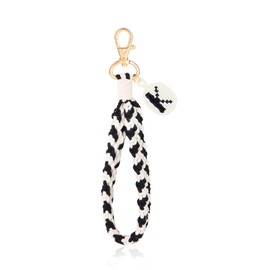 OKAICEN Soft Initial Letter Macrame Keychain Boho Handmade Wristlet Lanyard Bracelet Keyring For Women Man ('K')