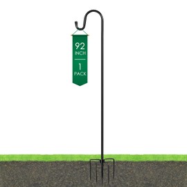 Ottsuls Shepherds Hooks with 5 Prongs Base for Outdoor - 92" Adjustable Bird Feeder Pole for Outside Hanging, Garden, Hummingbird Feeder, Plant Baskets, Solar Light Lanterns, Wedding Decor (1 Pack)
