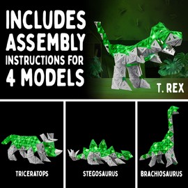 Thames & Kosmos Creatto Dino Planet Light-Up 3D Puzzle Kit | Includes Creatto Puzzle Pieces to Make Your Own Illuminated Craft Creations | DIY Activity Kit & LED Lights