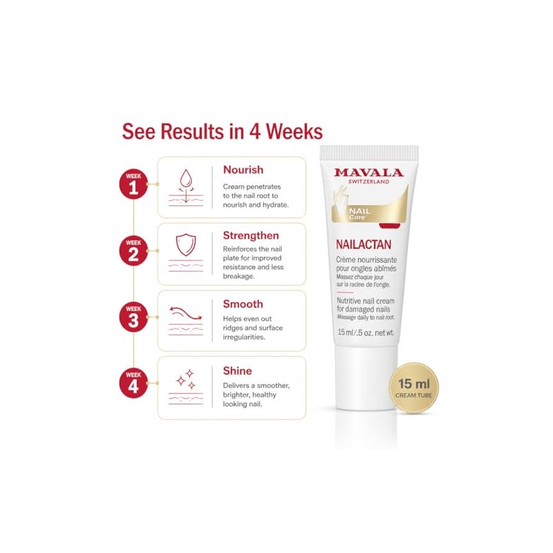 Mavala Nailactan Crema Nutritiva para Uñas Dañadas, 14.2 ml (0.5