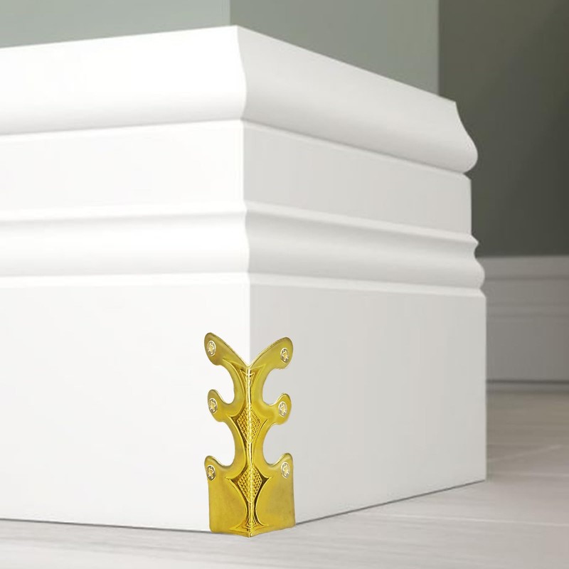 10PCS Solid Brass Skirting Board Corner Protectors, Skiffers Baseboard Corner