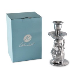 Arthur Court Aluminum Metal Monkey Candle Holders/Candlestick - Outdoor Table or Jungle décor Heirloom Quality Durable Silver Metal 6 inch Tall