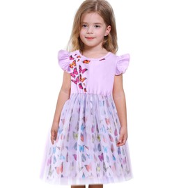 Butterfly Dress for Girls Purple Tulle Tutu Dress Toddler Girl Wedding Lavender Easter Dresses 3T
