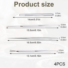 4PCS Polymer Clay Tools, Silver Modelling Clay Carving Tool, Pottery Sculpture Needle, Seven Book Stitches, Detail Needle, Texture Brush for Carving Sculpting Modeling Crafts