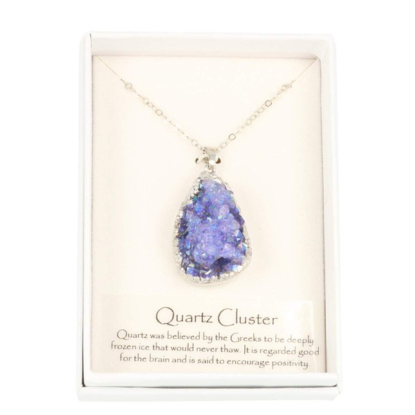 Britsh Fossils Aura Quartz Pendant - Beautiful, Sparkling Genuine Gemstone