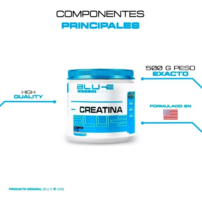 Blu-e Creatina Monohidratada 500 Gramos 100 Servicios