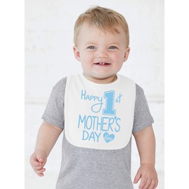 Aiden's Corner Handmade Cute Baby Boy Girl 1st Mother's Day Bib - Happy 1st Mother's Day Bibs (Lt Blue Black)