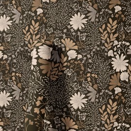 Vintage Contact Paper Boho Wallpaper Leaf Peel and Stick Brown&Black White Floral Wallpaper 17.7in x 118.1in Waterproof Self Adhesive Botanical Wall Paper for Bedroom Cabinet Decor