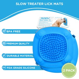 Aquapaw Premium 2-Pack Dog Lick Mat with Suction Cups | Dog Must Haves Slow Feeding Mat for Food, Treats, Peanut Butter | Anxiety Relief Dog Bathing Supplies | Dog Lick Pad - Blue