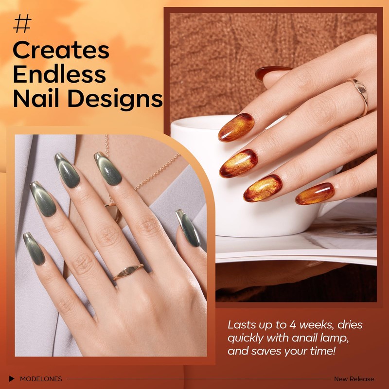 modelones 32 PCS Fall Gel Nail Polish Kit, 28 Colors