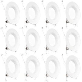 Sunco Lighting 12 Pack 5/6 Inch LED Can Lights Recessed Lighting Retrofit, Baffle Trim, Dimmable, 4000K Cool White, 13W=75W, 965 LM, Damp Rated, Replacement Conversion Kit, UL & Energy Star Listed