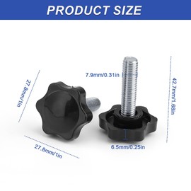 0XBIT Star Head Knurled Knob, 20 Pieces Thumb Screws with Thread, Thumb Screw, Black Star Grip Screw M8, Comfortable Hold, for Machinery, Industrial, Appliances (M8 x 40 mm)