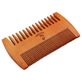 PurBeardz Wooden Beard Comb - Fine & Coarse Tooth - Pocket Comb for Beard and Mustaches - Includes PU Leather Case - Four Colors Available - PEAR Wood