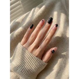 Handmade nail art premium set with nail tips, size M 10pcs, 1 set, 04 black cat M / 네일팁 붙이는 수제 네일아트 프리미엄 세트 M 사이즈 10pcs, 1세트, 04검은고양이 M