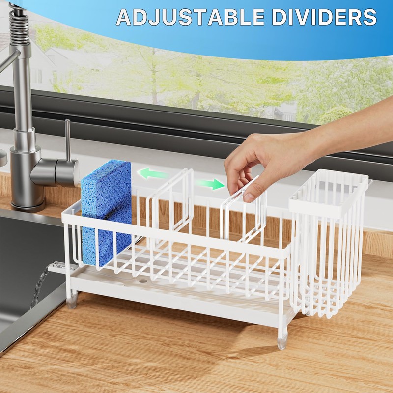 Cisily Sponge Holder for Kitchen Sink, Sink Caddy with High