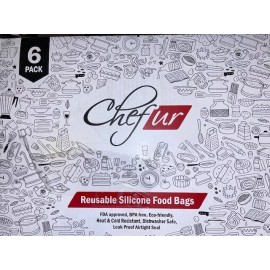 Chefur Reusable Silicone Food Bags, 6 pack,  M71158