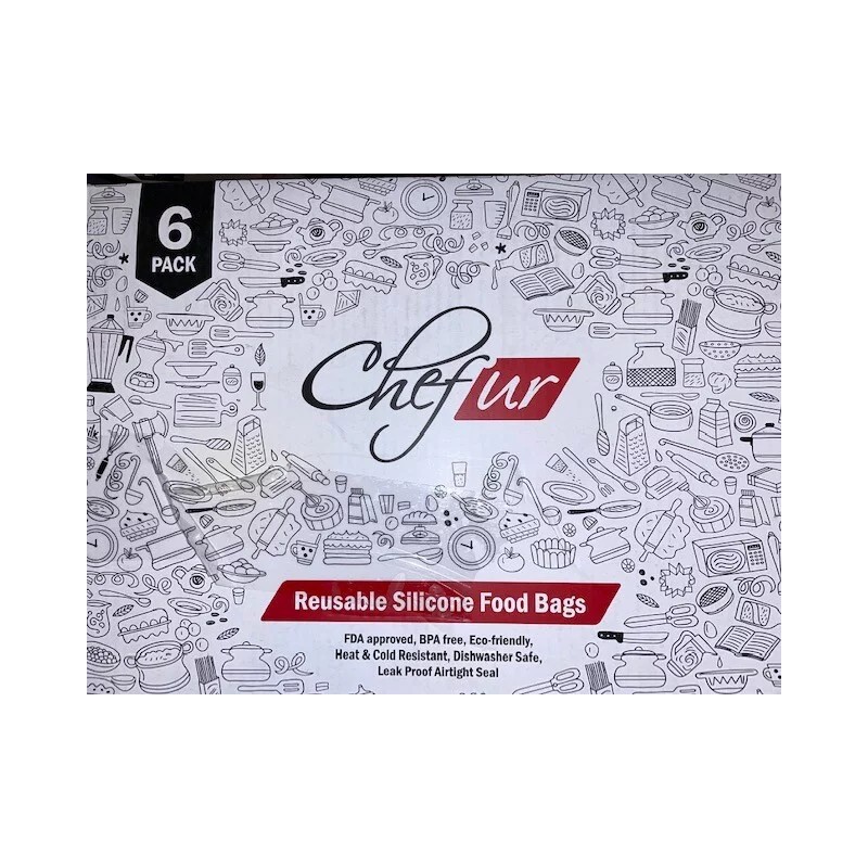 Chefur Reusable Silicone Food Bags, 6 pack, M71158