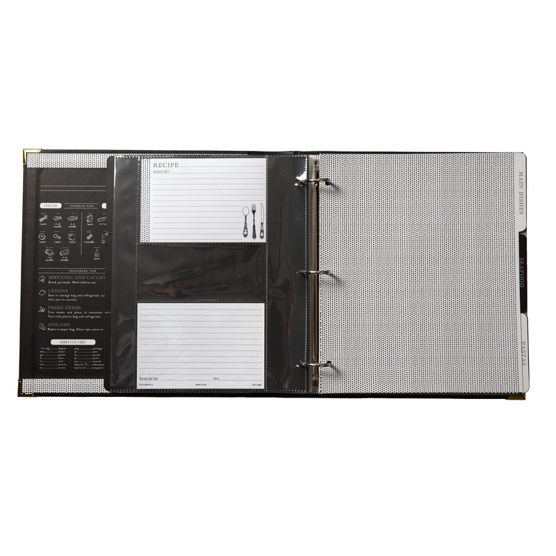 C.R. Gibson Black and Gold Faux Leather Recipe Book With