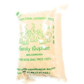 Family Elephant 100% Thai Jasmine Rice 5 Lbs(2 Pack)
