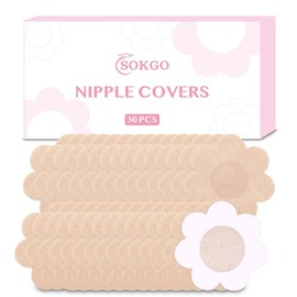 Sokgo 30 Pieces Nipple Covers, Disposable Breast Covers, Disposable Bra Pad, Invisible Adhesive Nipple Covers for Women, Pasties Bras for Women. Beige