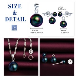 Yumilok Women's Necklace Pearl Necklace Women's Stud Earrings Pearl Pearl Earrings Pearl Jewellery Bridal Jewellery Sets for Women, Sterling Silver Pearl, Pearl