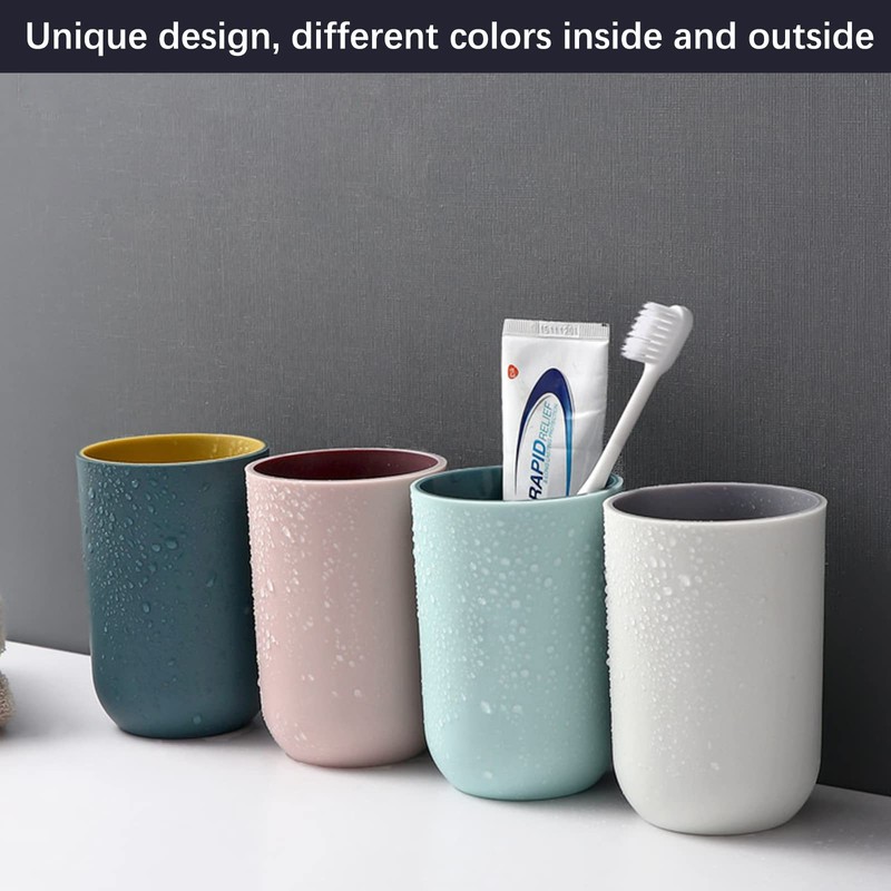 Bathroom Cups, Unbreakable Reusable Drinking Cups Set of 4 Colors