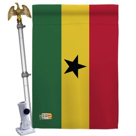 Americana Home & Garden HS140092-BO-02 Ghana World Nationality Decorative Vertical House Flag Set, 28"x 40" w/Flagpole, Multi-Color