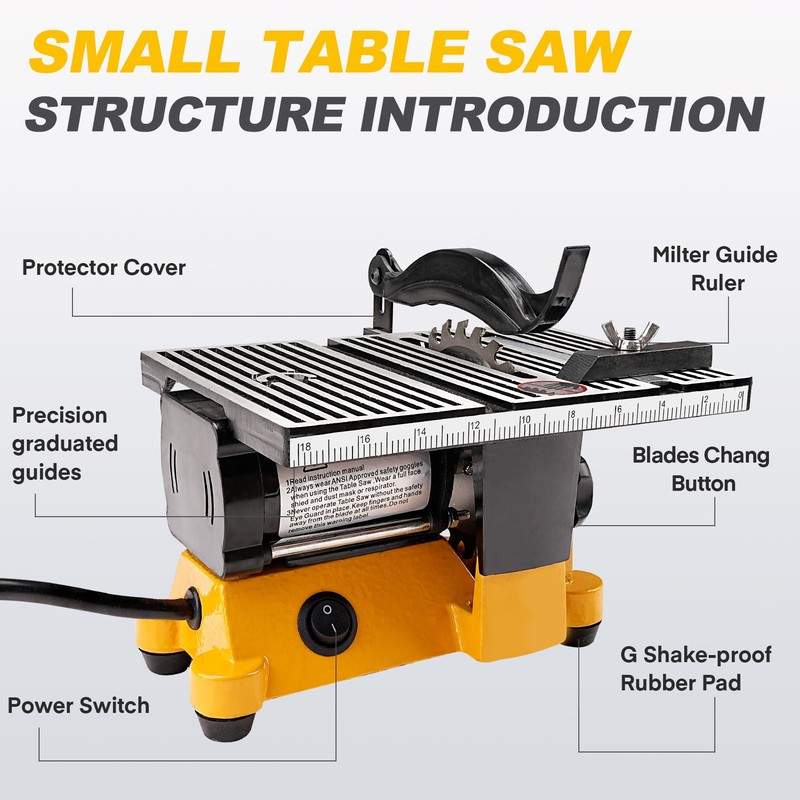 Sbestily Mini Table Saw, Portable Multi-Functional Electric Miter Saw for