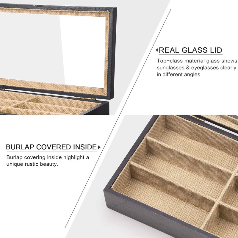 SRIWATANA Sunglasses Organizer Box, Christmas Gift, 6 Slot Eyeglasses Display