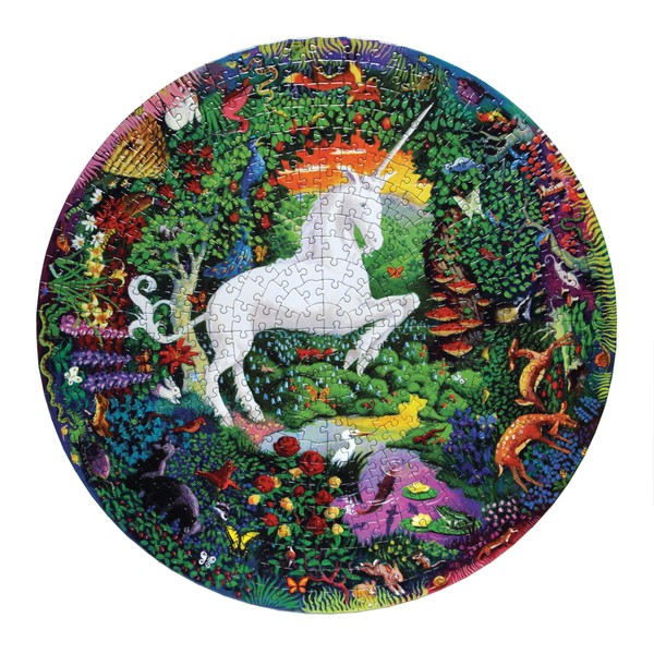 eeBoo's Piece and Love Unicorn Garden 500 Piece Round Circle Jigsaw Puzzle