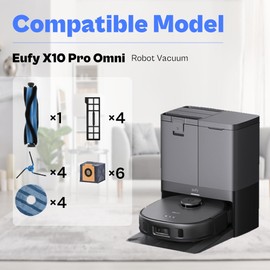 X10 Replacement Parts for Eufy X10 Pro Omni Robot Vacuum, 6 Dust-Bags,4 Side Brushes,4 Mop Pad,1 Cleaning Brush,4 Hepa Filters,1 Main Brush