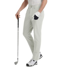 Mens Lightweight Golf Pants with 5 Pockets 30"/32"/34" Straight Fit Water Resistant Stretch Dress Mens Casual Pants Silver Gray