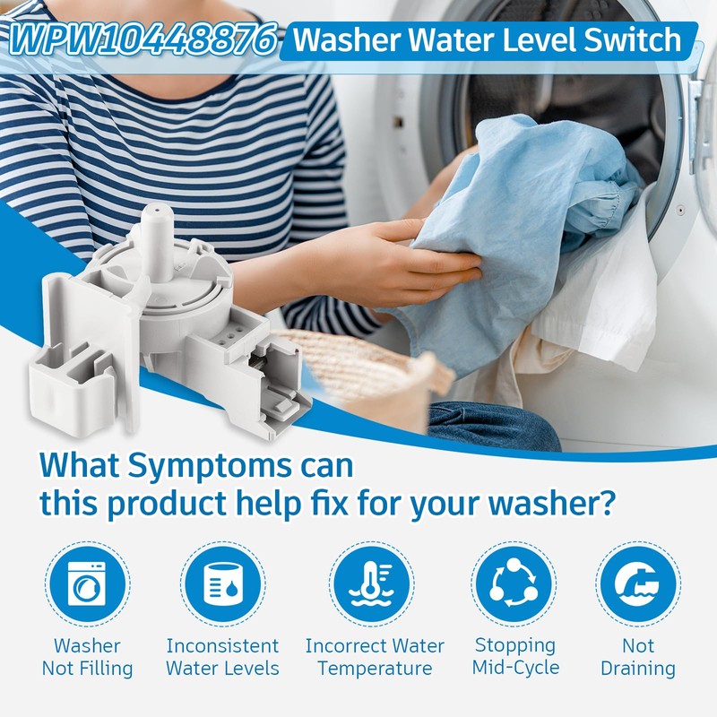 OEM WPW10448876 Washer Water Level Switch Compatible with Whirlpool Maytag