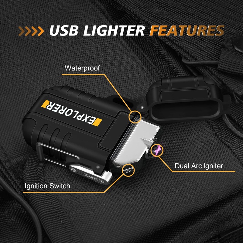 Lafagiet Waterproof Arc Lighter, Outdoor Dual Plasma Arc Lighter, USB