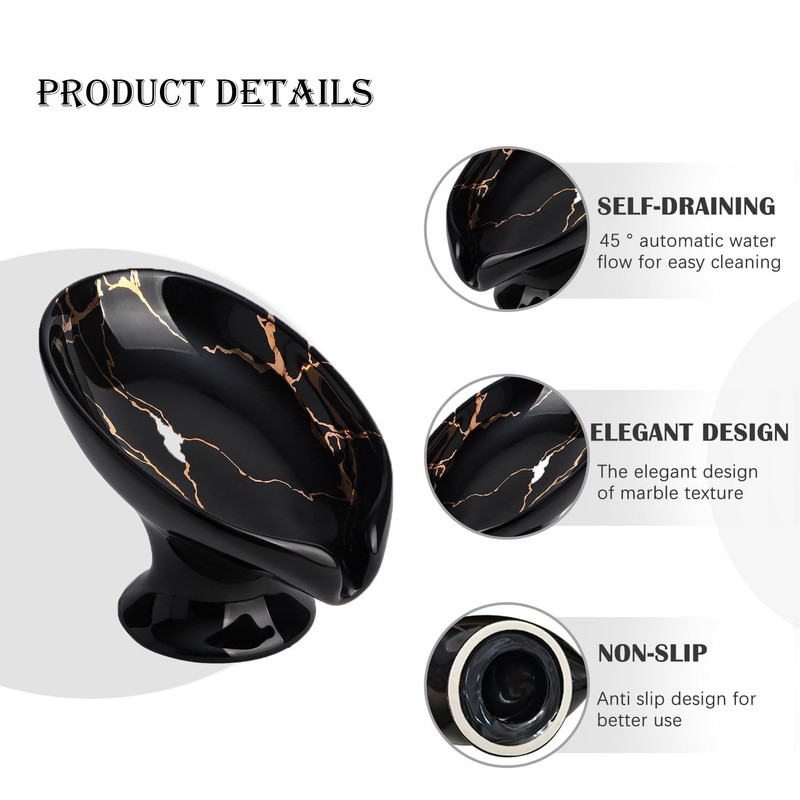 Ceramic Soap Dish Holder, Self-Draining Soap Holder, Leaf Shaped Easy