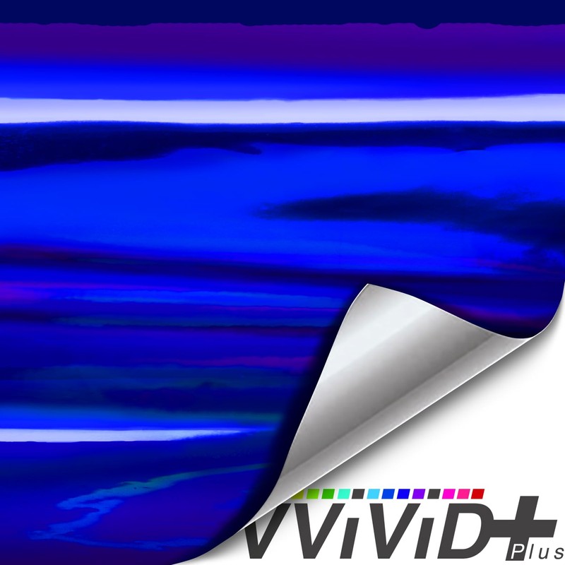 VViViD Holographic Chrome Blue Vinyl Wrap DIY Air-Release Adhesive Film