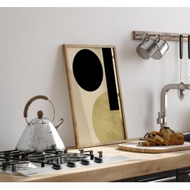 Lithobee - Abstract Cold Black Three - Printed Wall Art Design in Sizes A2, A3 & A4 Framed in a Stylish Quality Coloured Frame or Unframed (A3 Black Grain Frame)