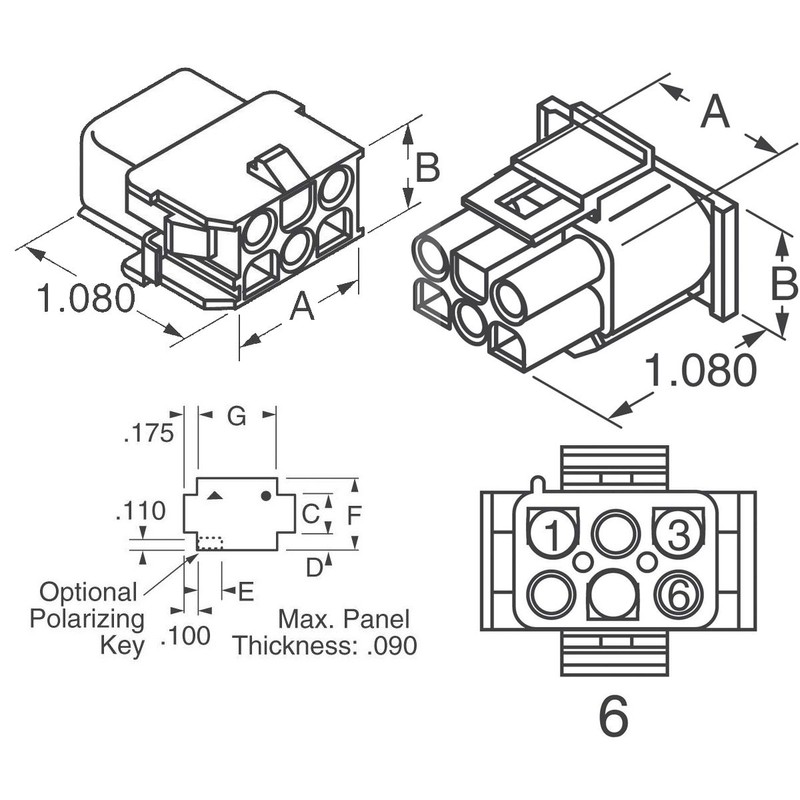Molex -1 Complete Set - (6 Circuit) w/14-20 AWG, Wire