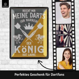 LANOLU Retro Tin Sign DART Rules Bar and Party Room Decoration, Irish Pub Decoration, Funny Gift for Men, Vintage Metal Sign with Punching and Curve, 20 x 30 cm