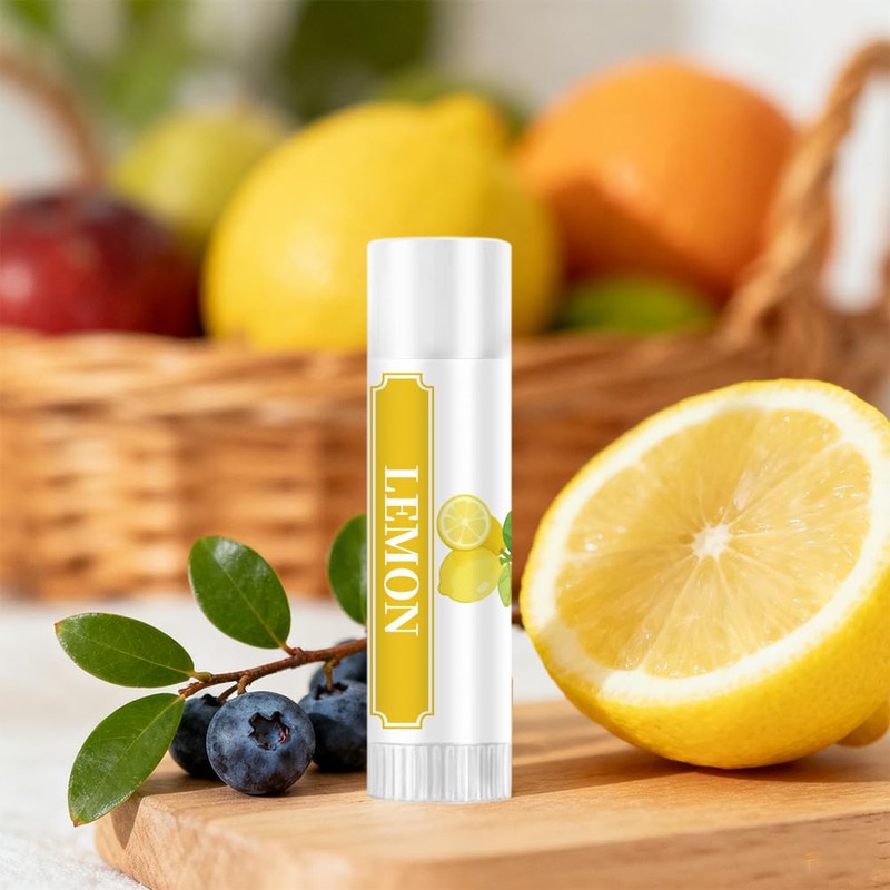 Peacoblue Colorful Fruits Chapstick Labels for Tube, Lip Balm Sticker