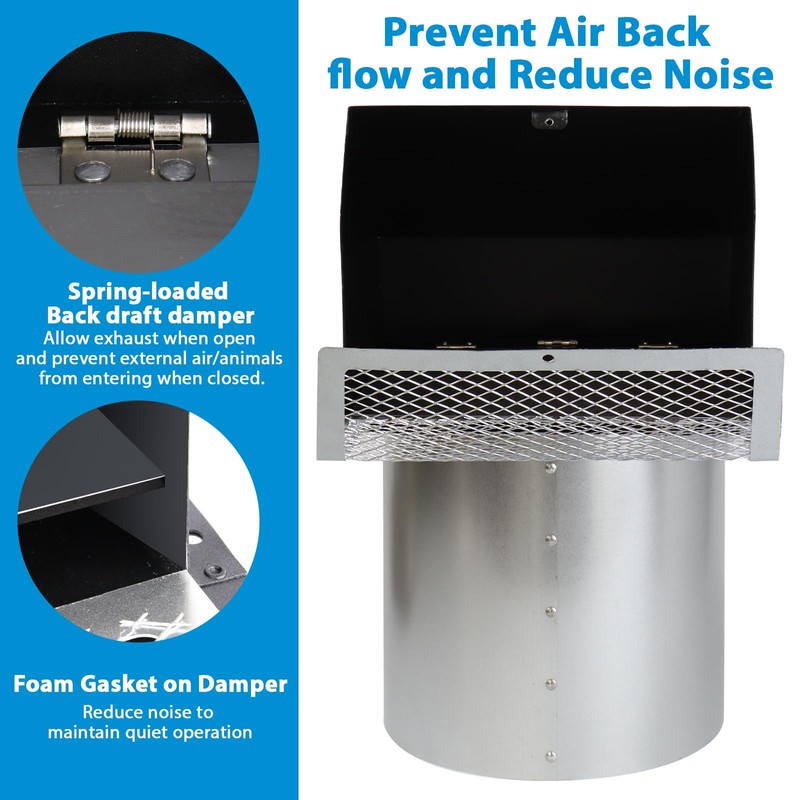 4 Inch Dryer Vent Cover Outside,4" Hooded Wall Vent with