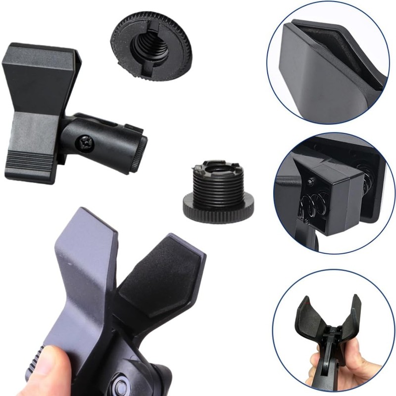 AkNebriax 2 Pack Microphone Holder Clip On with Screw Conversion